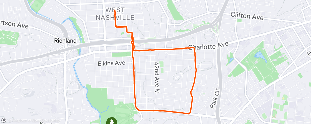 Map of the activity, Evening Run