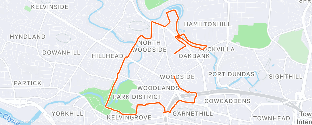 Map of the activity, Evening Run