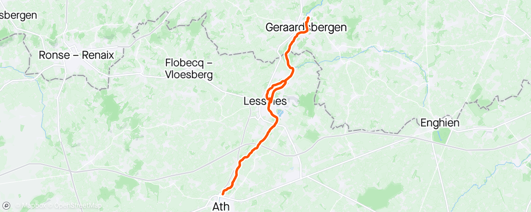 Map of the activity, Geraardsbergen-Ath en terug