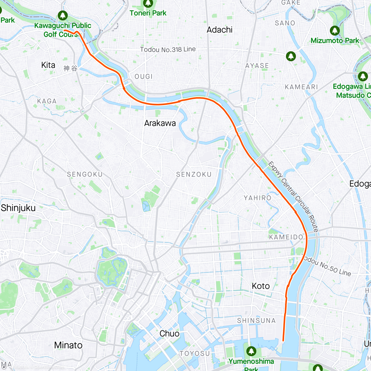 Map of the activity, FulGaz - Arakawa River