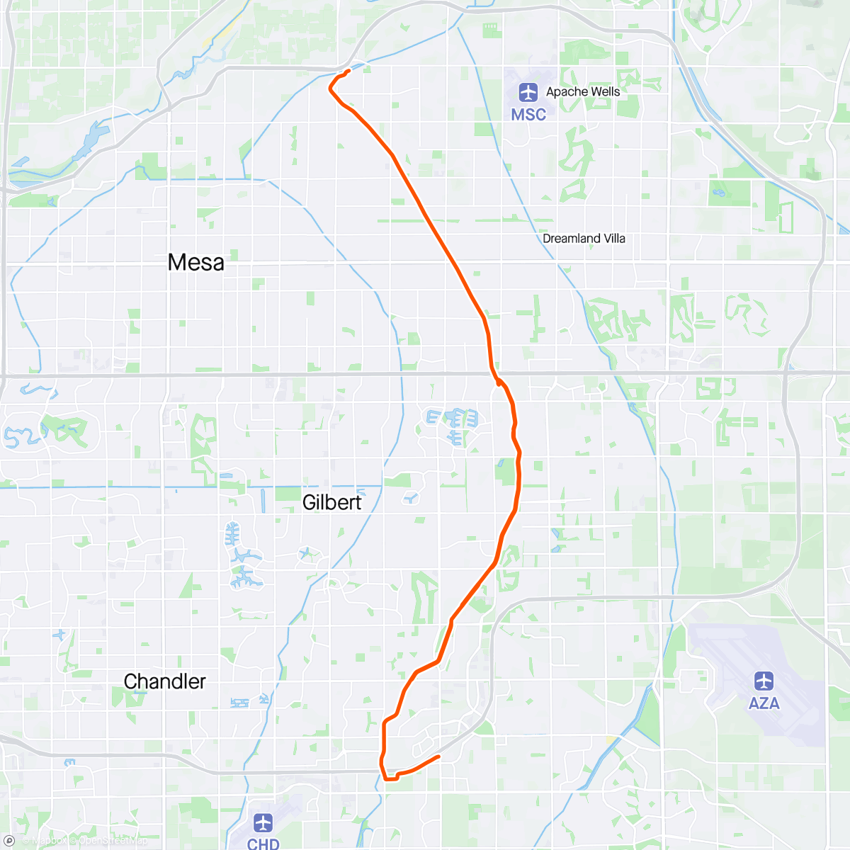 Map of the activity, Gravel path in Mesa