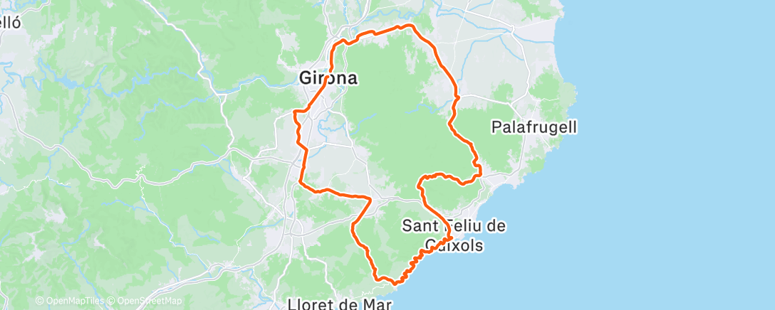 Map of the activity, Cycling