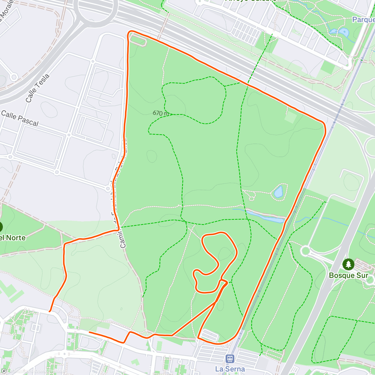 Map of the activity, Carrera de noche