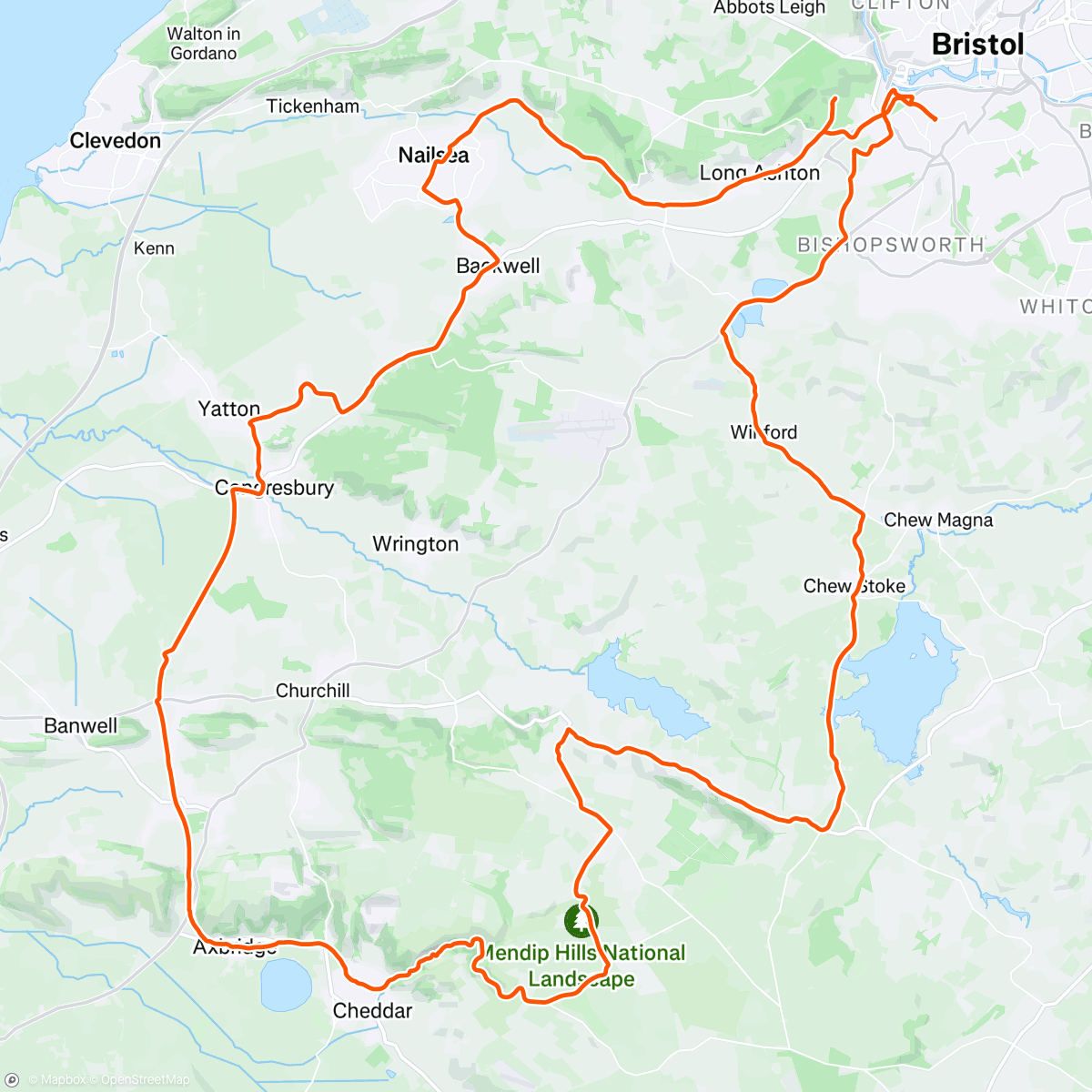 Mapa de la actividad (Peak Bristol ride to end 2025)