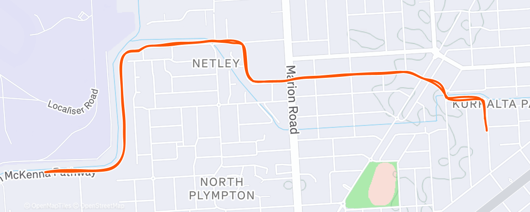 Map of the activity, Afternoon Run