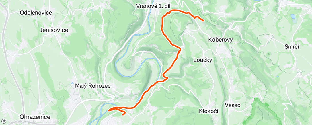 Map of the activity, 🚴‍♂️přes kopec do Železného Brodu