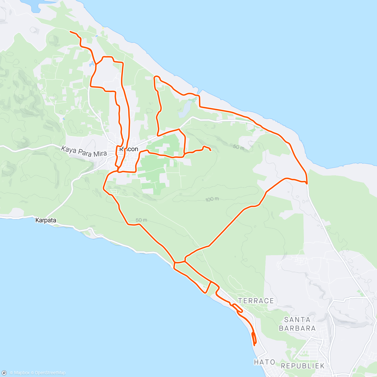 Map of the activity, The Hell and Rincon with Maciej