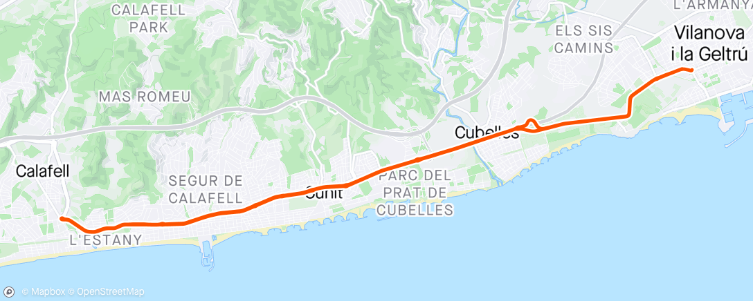 Map of the activity, Récupération active vers Calafell et retour