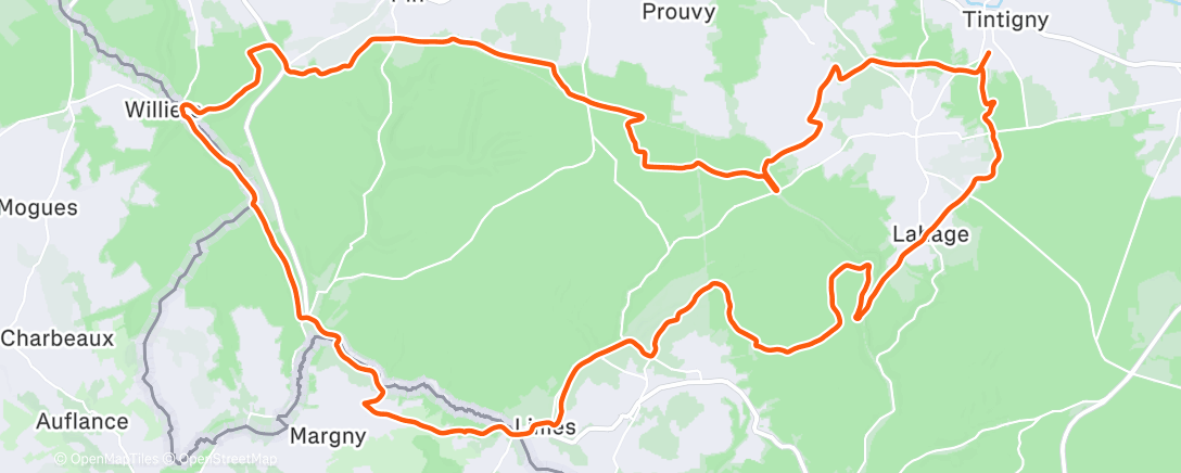 Map of the activity, Sortie vélo le matin