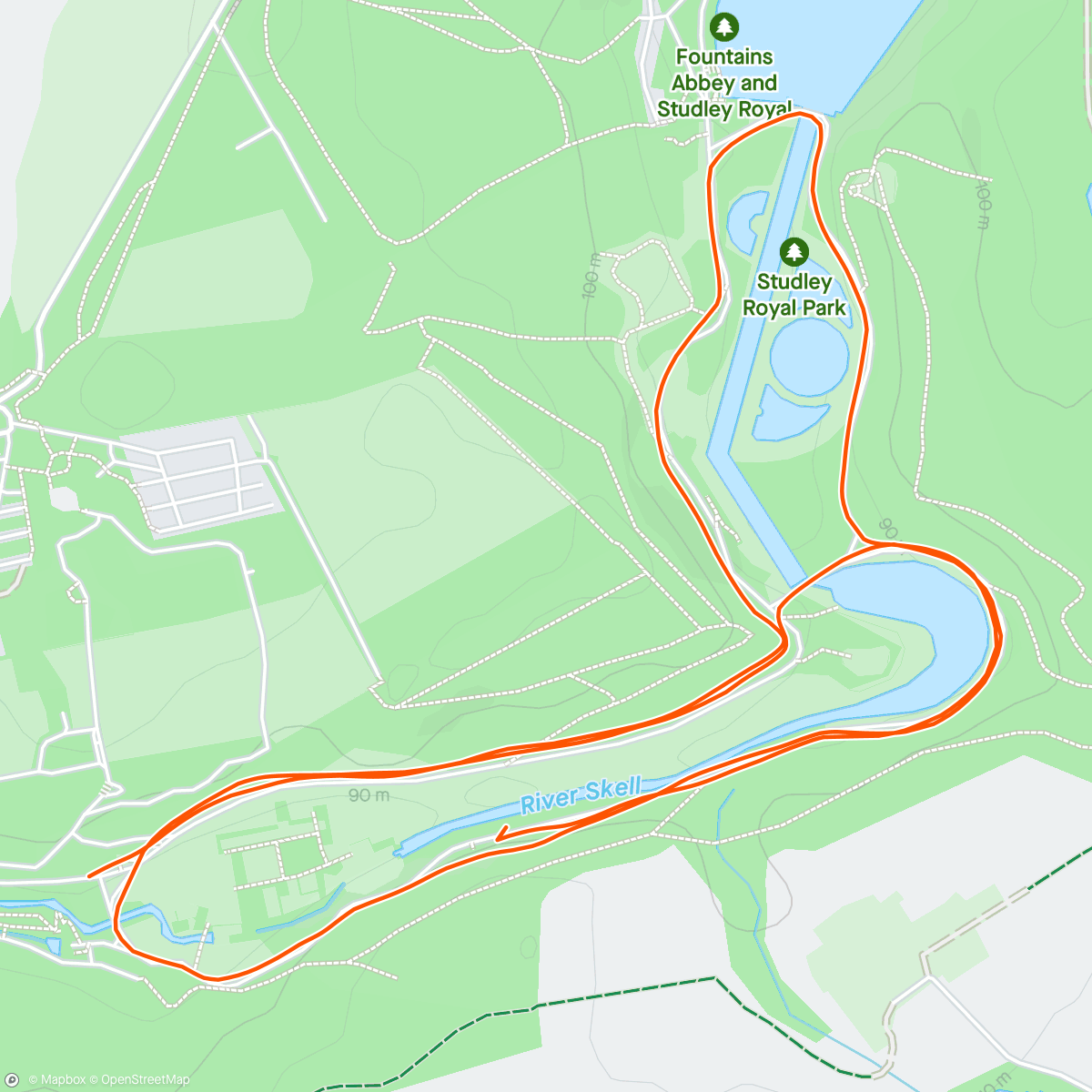 Map of the activity, Fountains Abbey parkrun