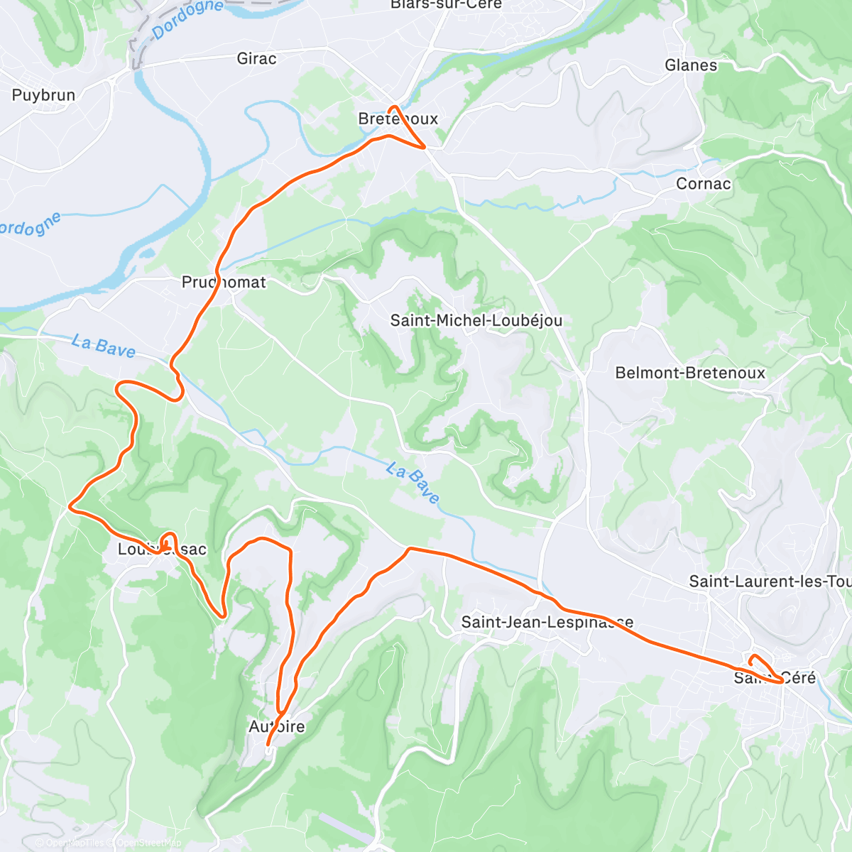 Map of the activity, FulGaz - Above the Dordogne Valley