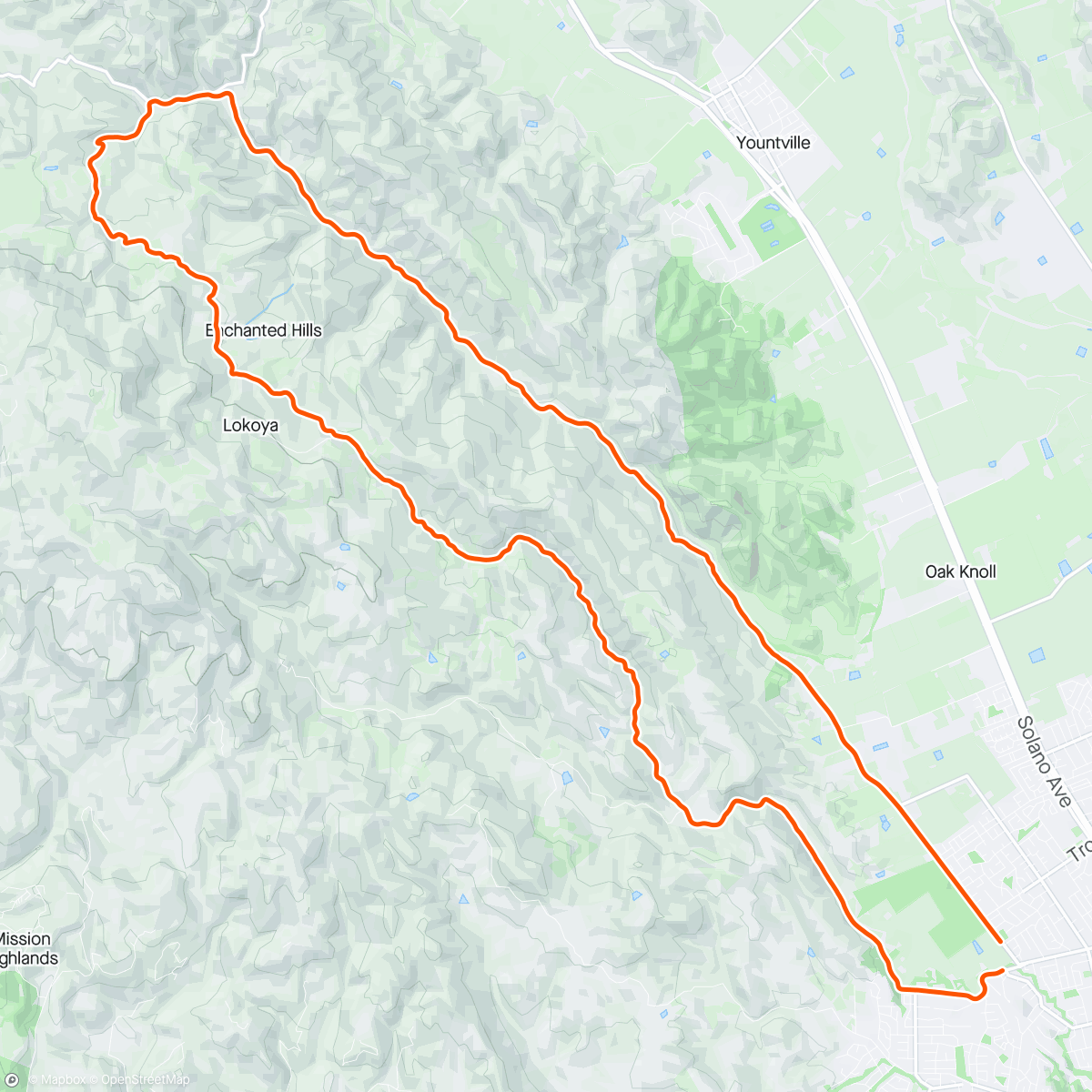 Map of the activity, Late afternoon Mt. Veeder