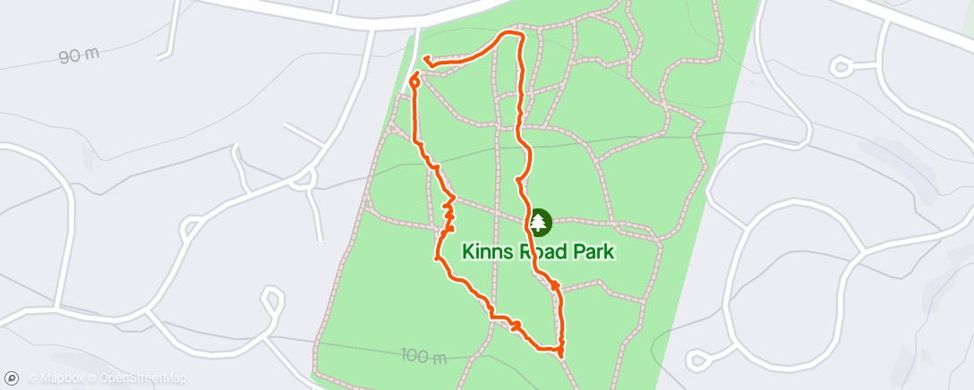 Map of the activity, Kinns Road Park Hike