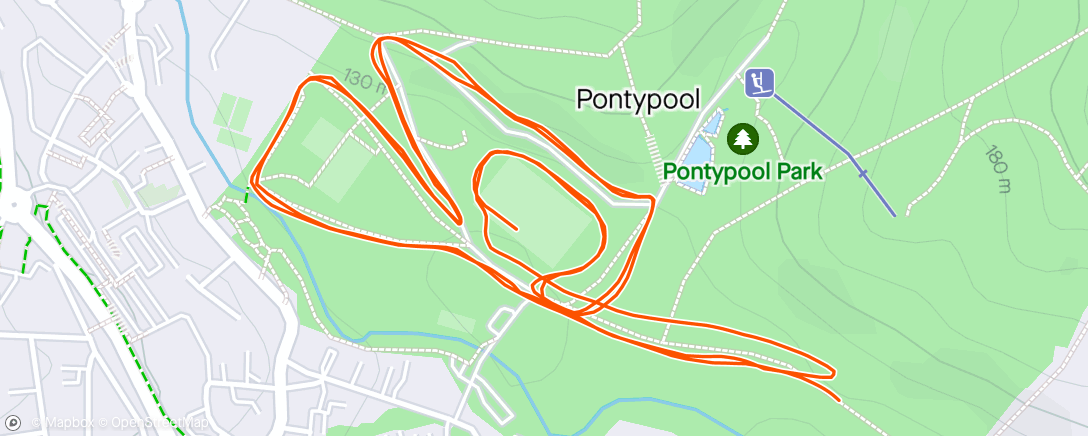 Map of the activity, Pontypool Parkrun