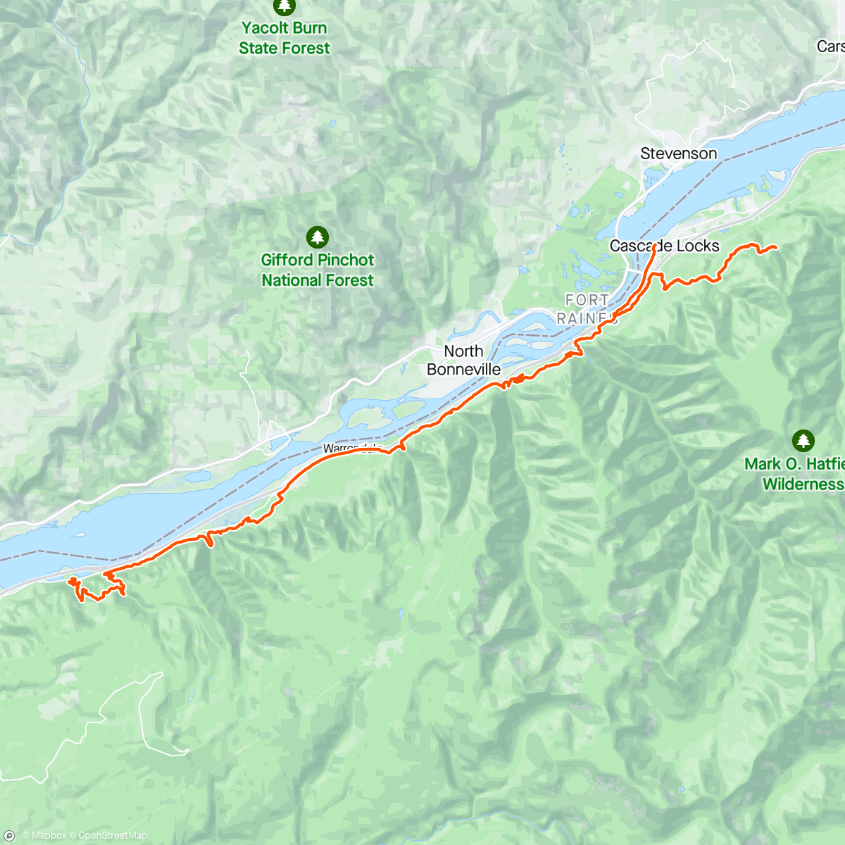 Map of the activity, Gorge Waterfalls 50K