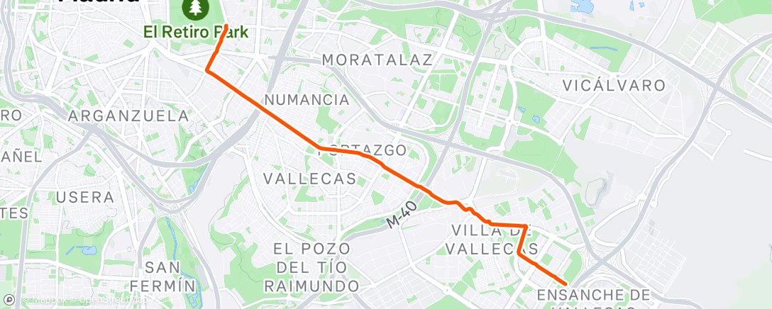 Map of the activity, Bicicleta al anochecer
