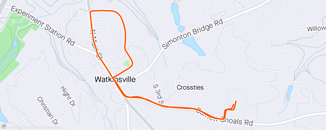 Map of the activity, Wire Park Tuesday Group Run