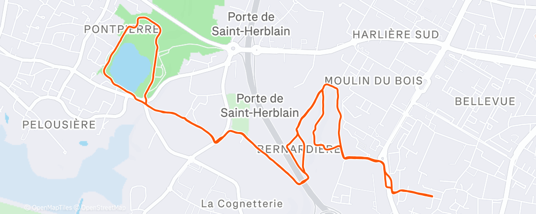 Map of the activity, Course à pied le matin