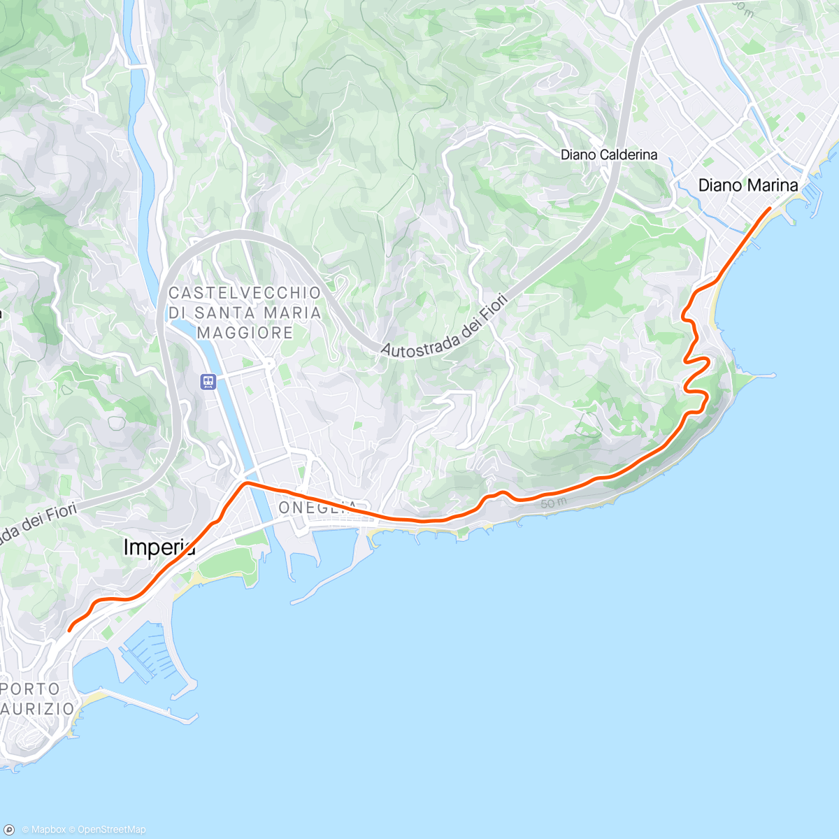Map of the activity, ROUVY - Diano Marina to Pantai | Italy