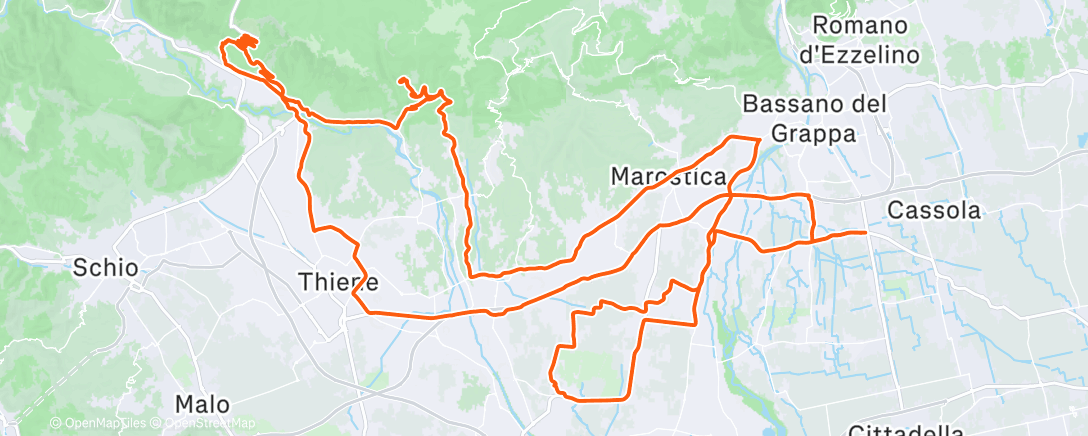 Map of the activity, Pedalata mattutina