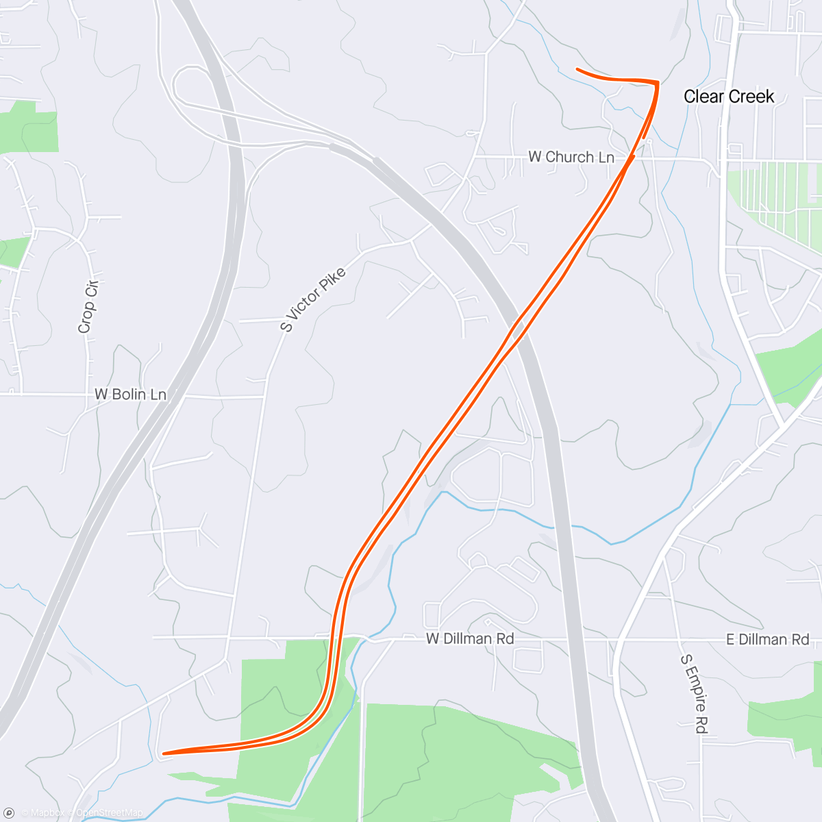 Map of the activity, Last training run for Rock and Roll Nashville