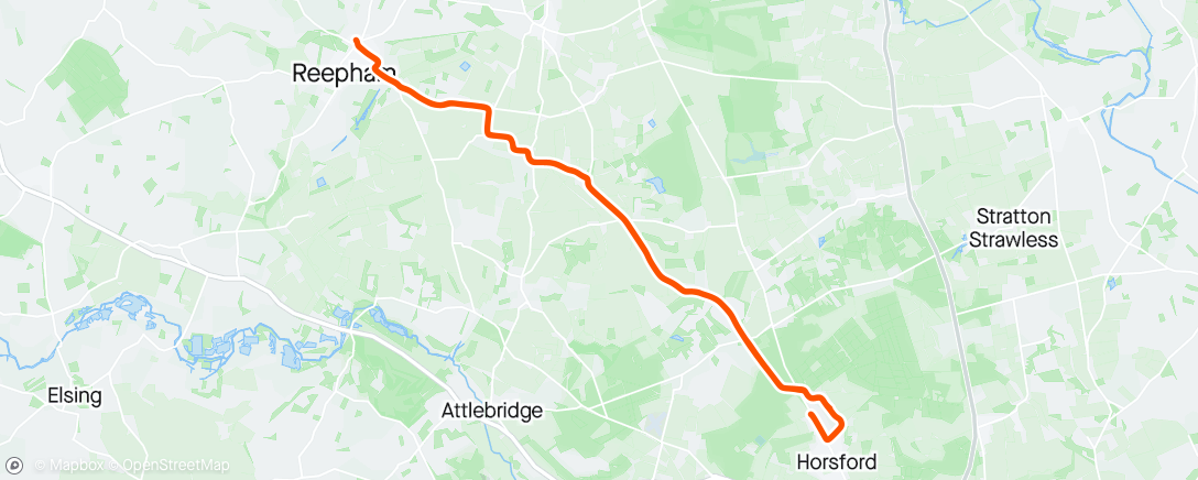 Mapa da atividade, Morning Ride to Reepham with Diane