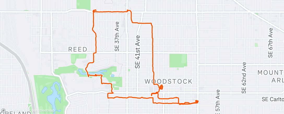 Map of the activity, Woodstock errands on foot.