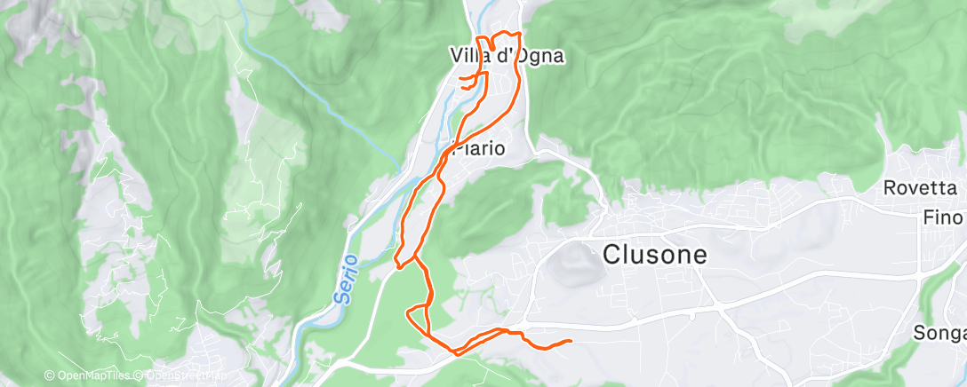 Map of the activity, Afternoon Run