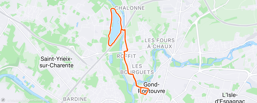 Map of the activity, Course à pied dans l'après-midi