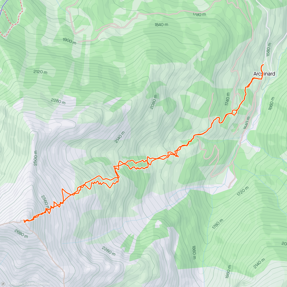 Map of the activity, Couloir Est de Grande Autane, neige de printemps, magnifique journée.