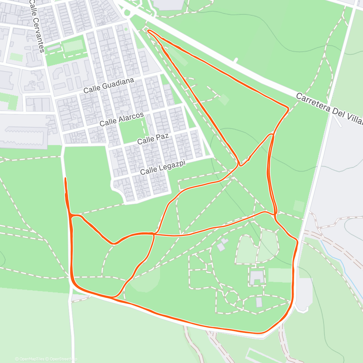 Map of the activity, 20’ + 6 x 500 - Rec: 2’30”