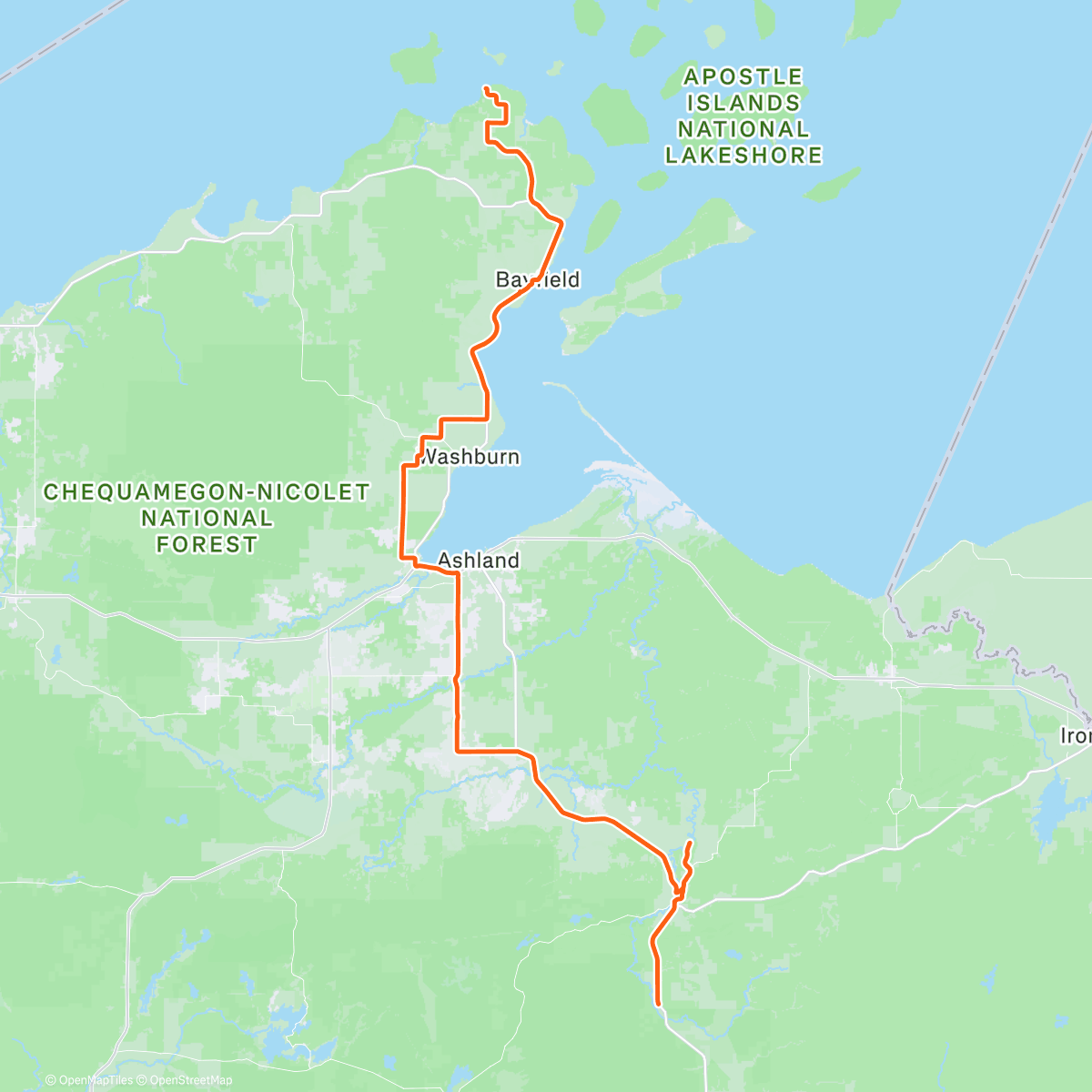 Map of the activity, Day 5 - The Top of Wisconsin