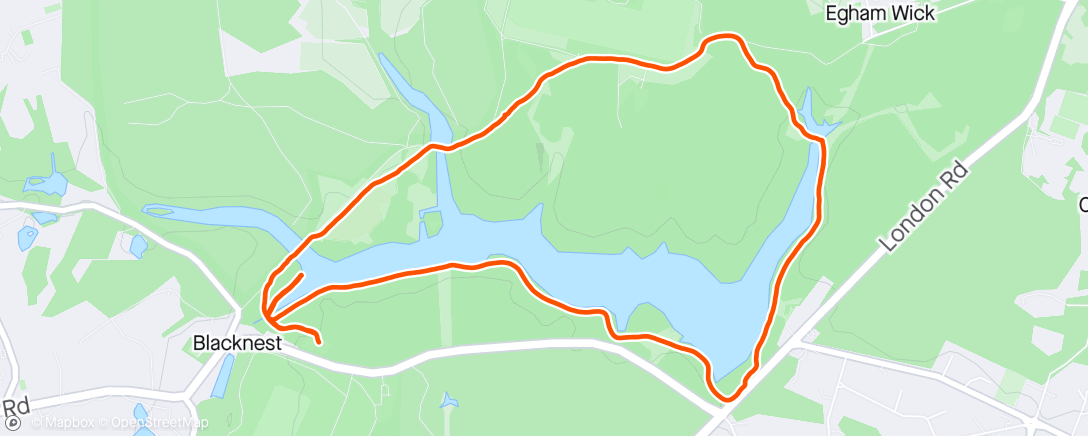 Map of the activity, Afternoon dog walk around Virginia water