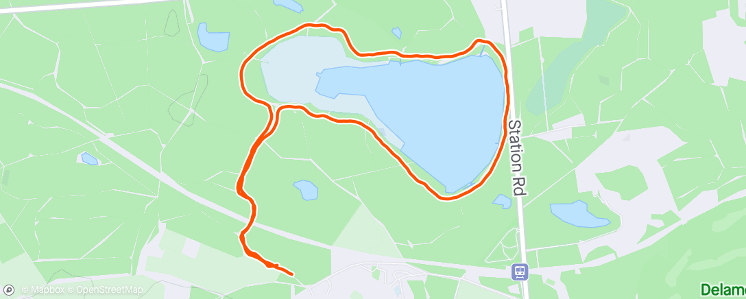 Map of the activity, D for Delamere parkrun