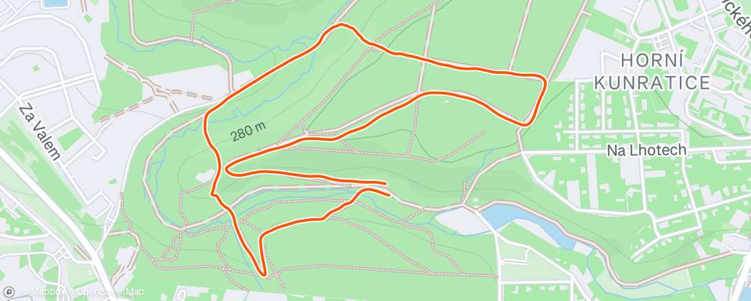 Map of the activity, Veteránská Velká Kunratická 🧑‍🦯‍➡️🥈