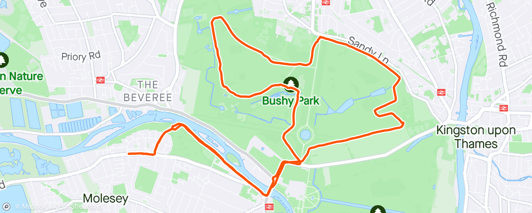 Map of the activity, Deer in Bushy Park