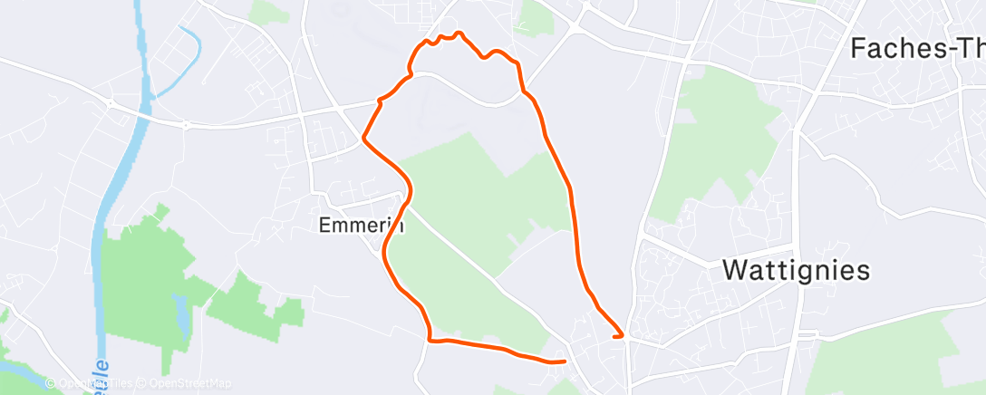 Map of the activity, Course à pied le midi