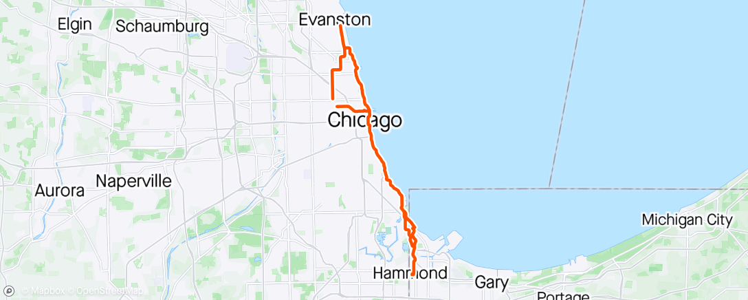 Map of the activity, Evanston to 18th & back