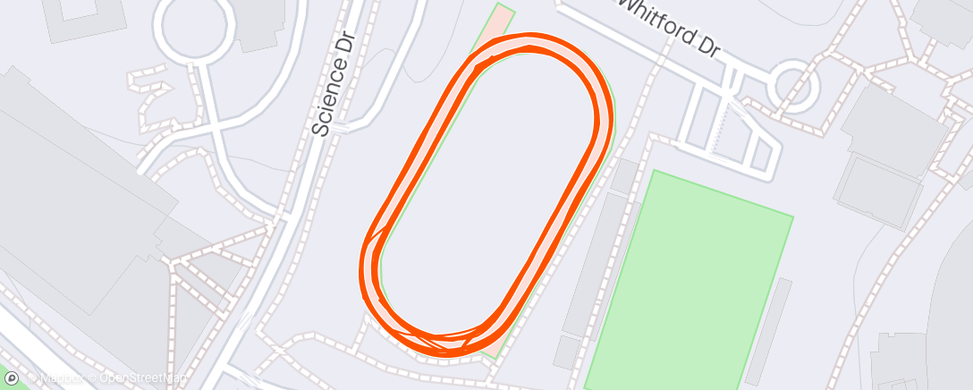 Map of the activity, 10x2” Fartlek