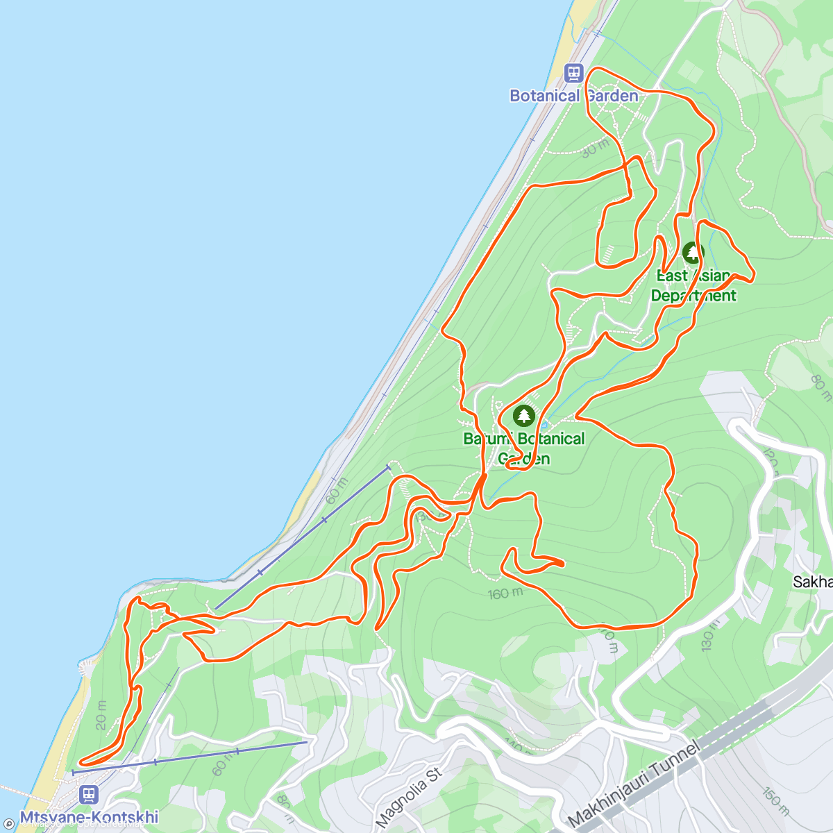 Mapa de la actividad (Batumi botanical garden trail)