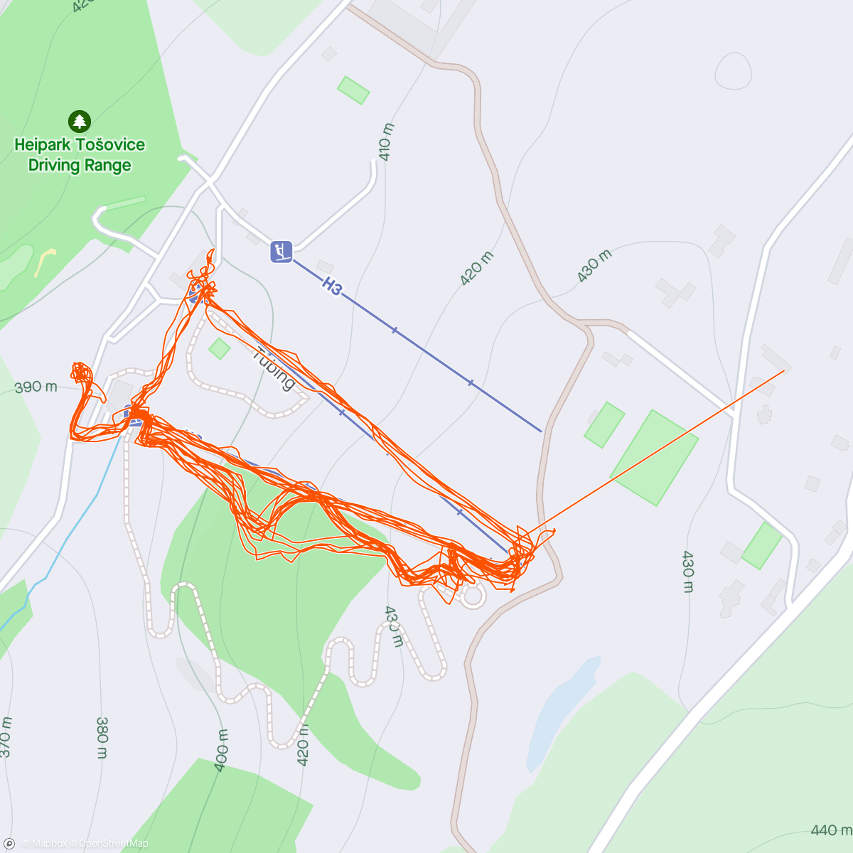 Map of the activity, Tošovice Friday training