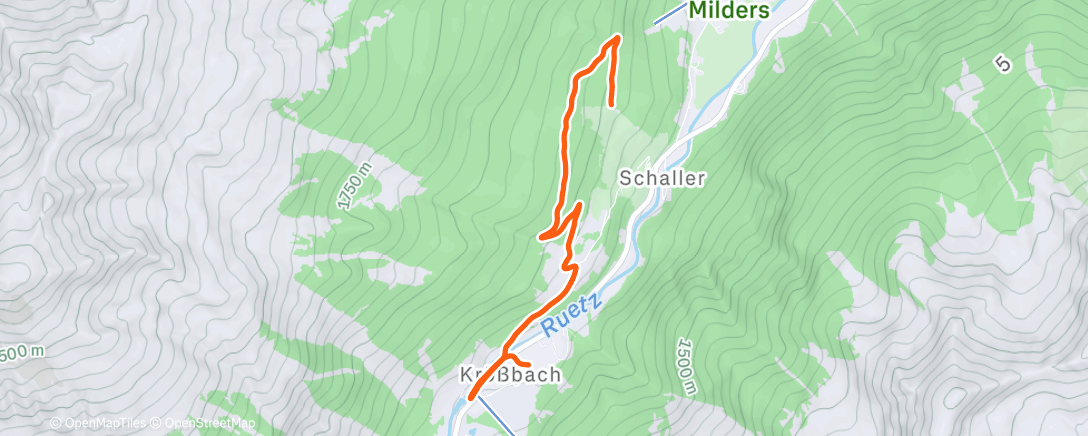 Map of the activity, Long aerobic run