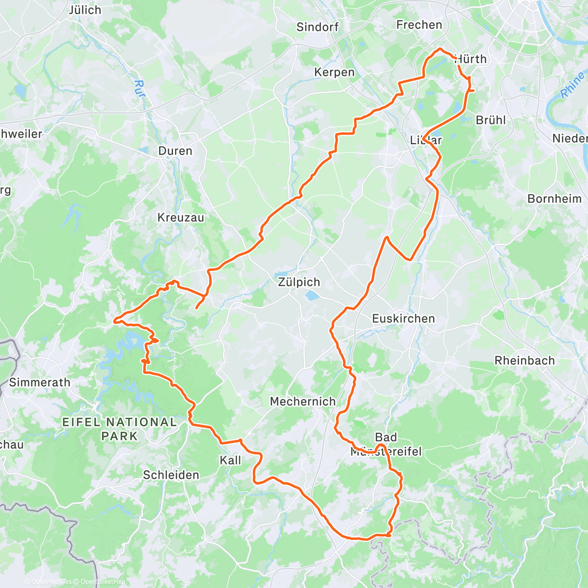 Map of the activity, Radfahren
