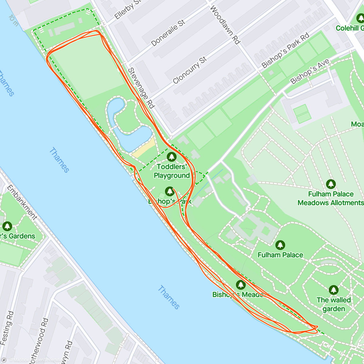 Карта физической активности (Fulham Palace Parkrun)