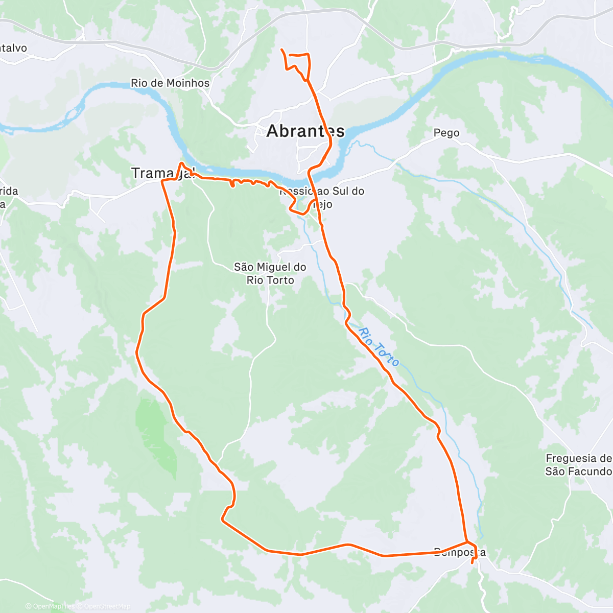 Map of the activity, **estrada 🍊 laranjinha 
   Pelo Sul do Tejo 🤓🚴**