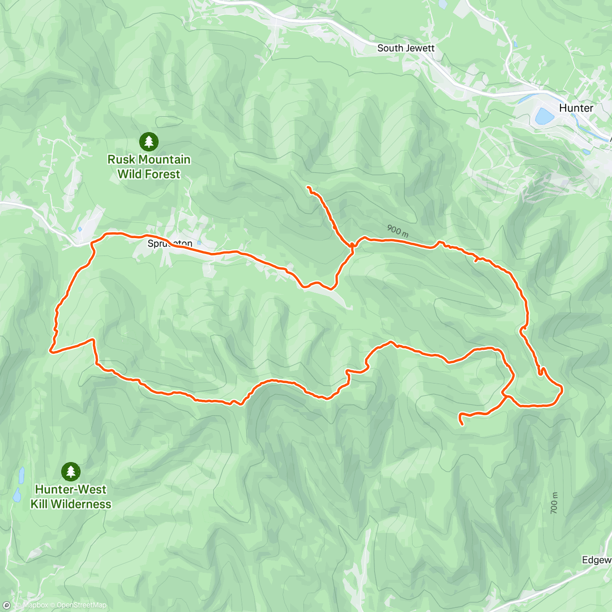 Map of the activity, West Kill, SW Hunter, Hunter, & Rusk w/ V