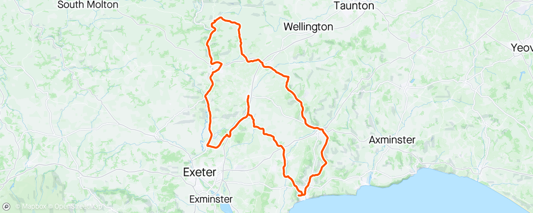 Map of the activity, Solo ride to Bampton with a wrong turn on the way back!