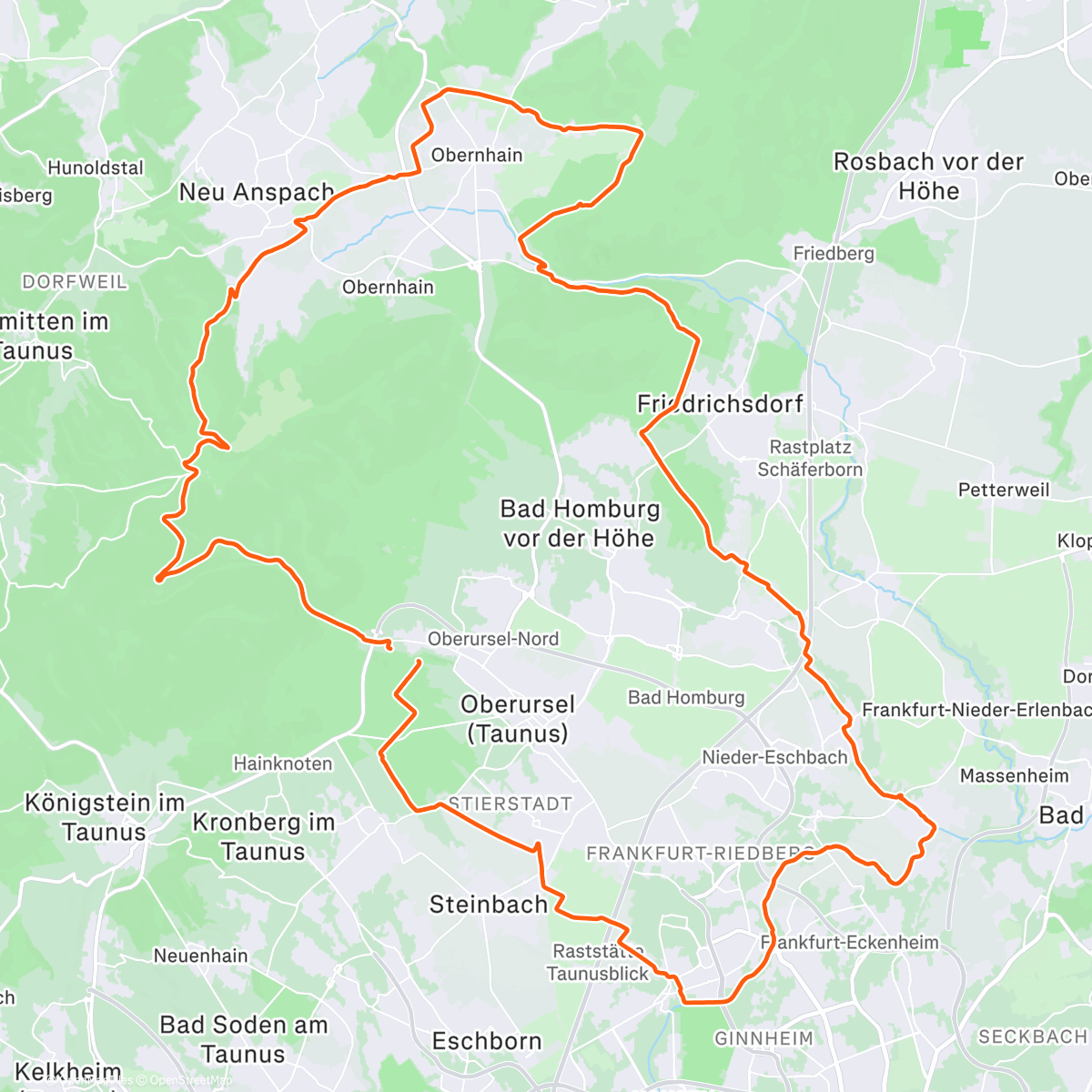 Map of the activity, Taunustaler X-mas HM Battle & Rapha Festive 500 - Tag 5
