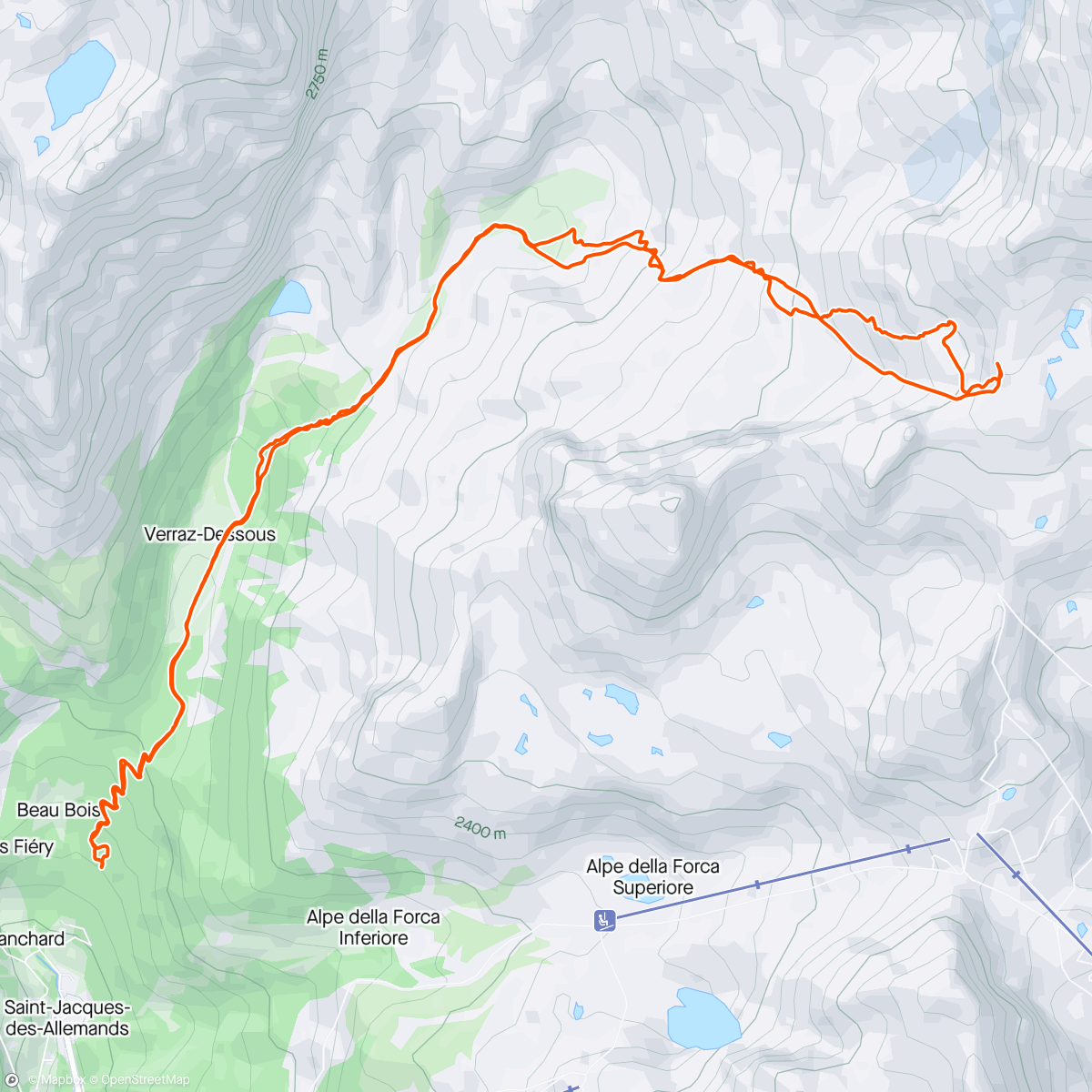 Map of the activity, POW in Val d’Ayas