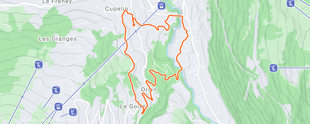 Map of the activity, Course à pied le midi